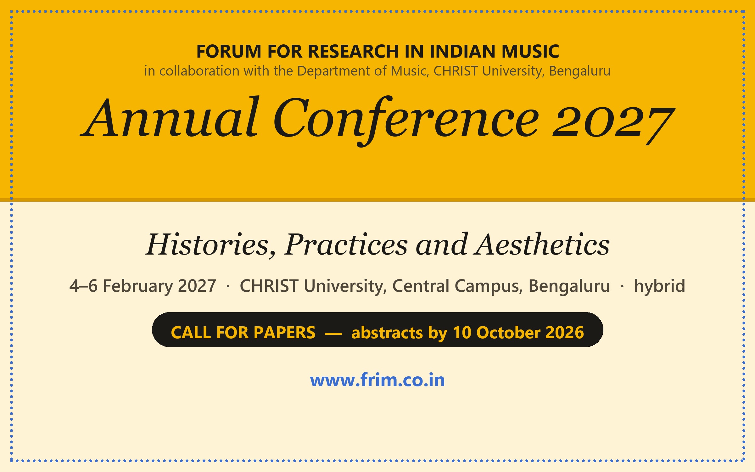 Call for Papers: FRIM Annual Conference 2027 at CHRIST University, Bengaluru