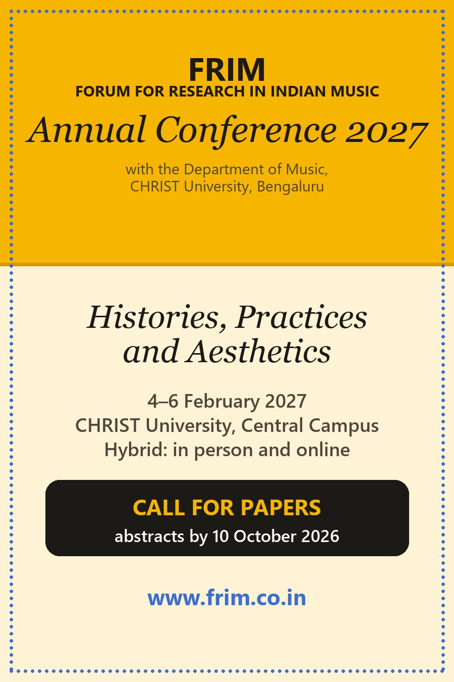 Call for Papers: FRIM Annual Conference 2027 at CHRIST University, Bengaluru
